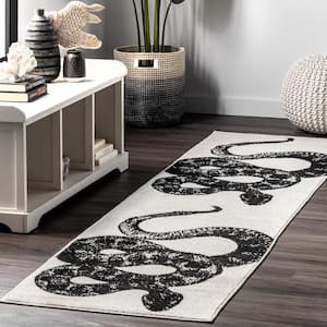 Thomas Paul Serpent Black and White 2 ft. x 6 ft. Indoor Runner Rug