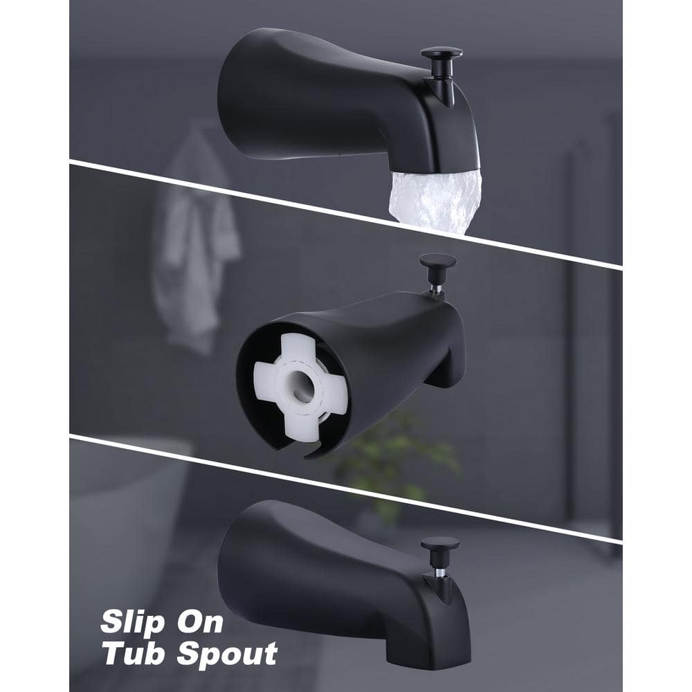 Matte Black Dual 2-In-1 Round 7-Spray Tub and Shower Faucet