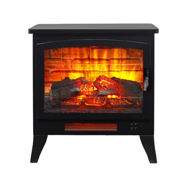 21 in. Freestanding Electric Fireplace in Black with 3-Sided 3D Flame, 1400-Watt Heater 5000-BTU, Remote Control