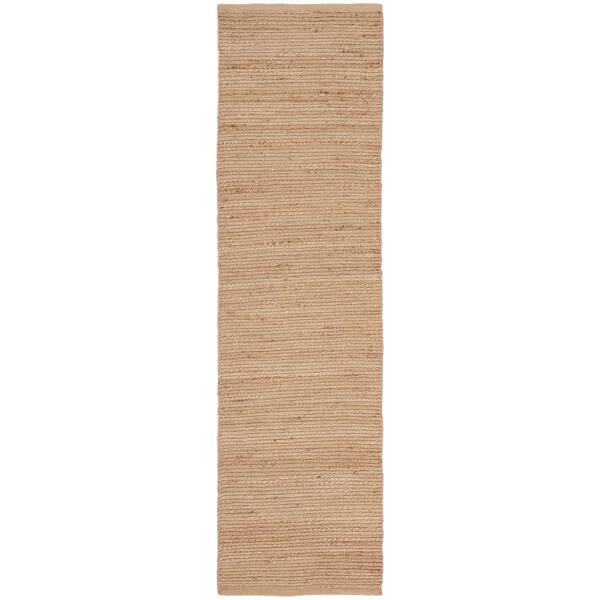 Natural Jute Natural 2 ft. x 10 ft. All-Over Design Contemporary Runner Area Rug
