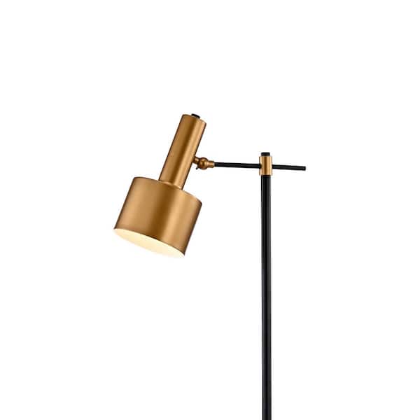 Warehouse of Tiffany Stery 63 in. 1-Light Black and Gold Indoor Floor Lamp with Light Kit