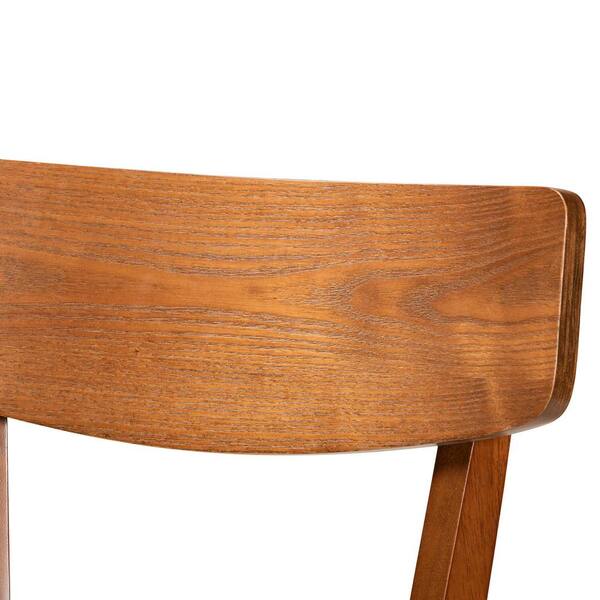 Baxton Studio Cameron 30.3 in. Grey and Walnut Brown Bar Stool