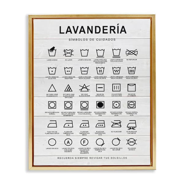 Stupell Industries Lavandaria Symbol Guide Farmhouse by Lettered and Lined Gold Floater Frame Typography Graphic Art Print 21 in. x 17 in.