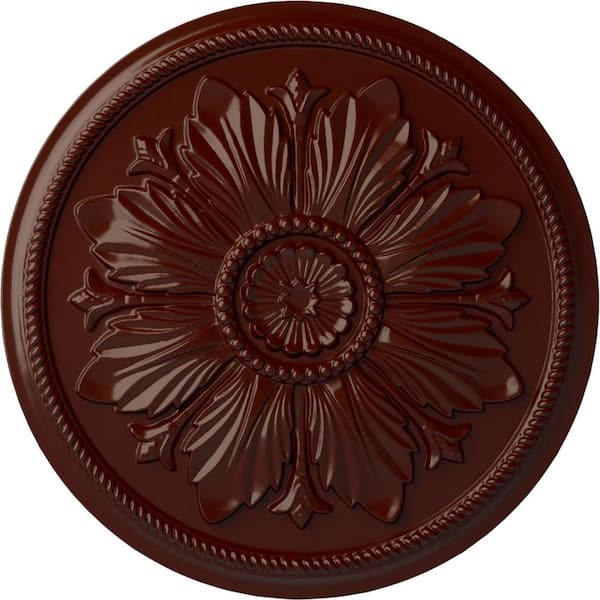 Ekena Millwork 23-5/8" x 1-1/2" Kaya Urethane Ceiling Medallion (Fits Canopies upto 5-1/4"), Brushed Mahogany