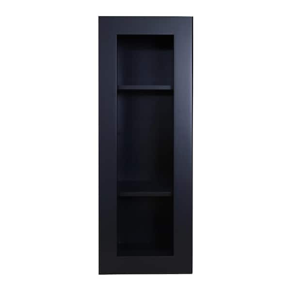 Shaker Assembled 15 in. x 36 in. x 12 in. Wall Cabinet with 1 Door in Charcoal Black
