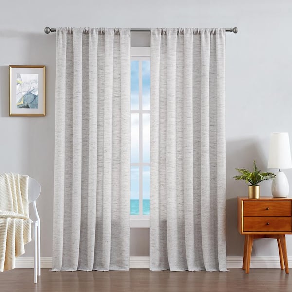 Nautica Caspian Cloud Microfiber Textured Rod Pocket Light Filtering Window Curtain 54 in. W x 96 in. L (2-Panels)