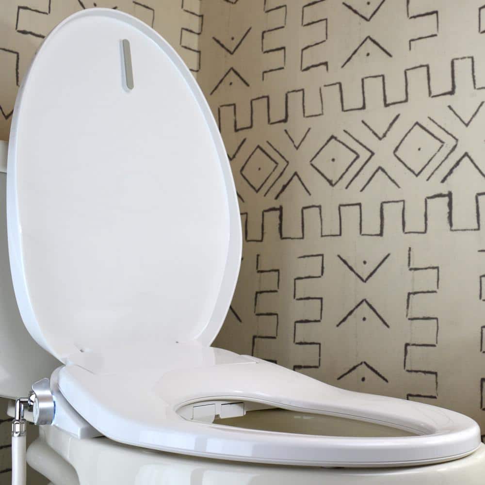 White Elongated Heated Smart Toilet Seat with Bidet and Night Light