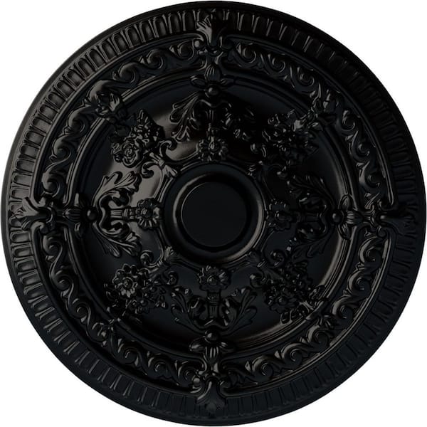 Ekena Millwork 26" x 3" Vincent Urethane Ceiling (Fits Canopies up to 6"), Hand-Painted Jet Black