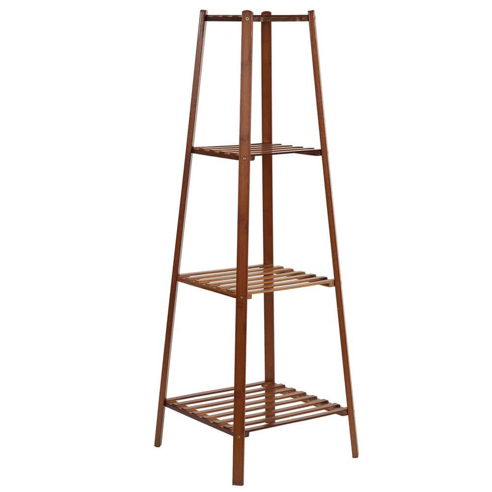46 in. x 14 in. Indoor Brown Bamboo Wood Plant Stand 4-Potted Display Holde