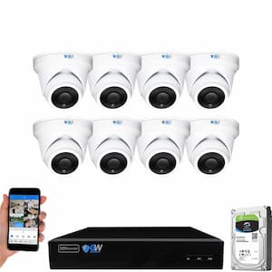 8-Channel 8MP 2TB NVR Security Camera System 8 Wired Turret Cameras 2.8mm Fixed Lens Human/Vehicle Detection Mic