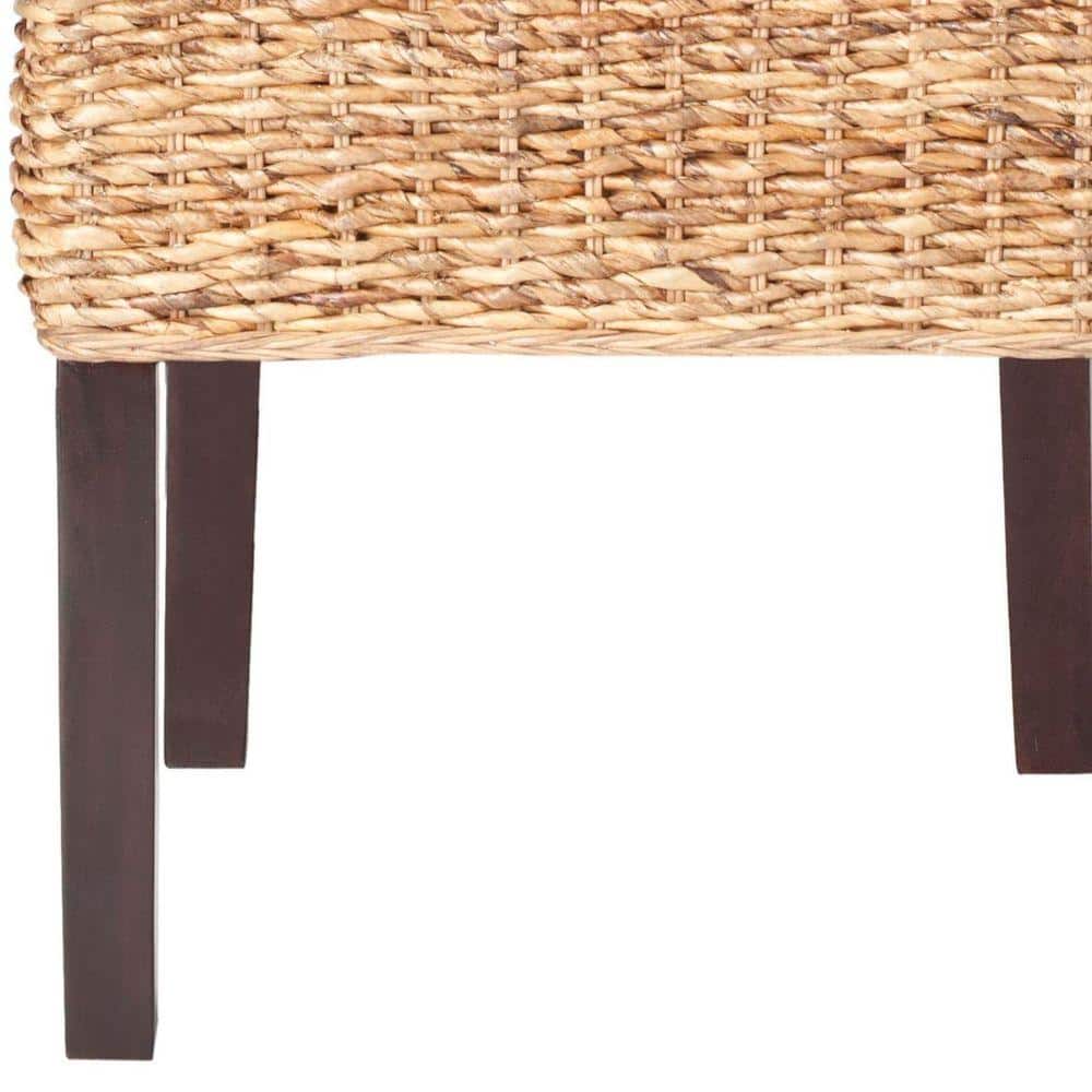 Natural Woven Rattan and Wood Side Chair Set