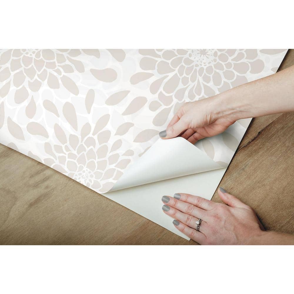 Beige Floral Self-Adhesive Vinyl Peel & Stick Wallpaper Roll