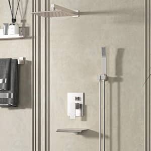 10 in. 1-Jet Shower System with Fixed and Hand Shower Head in Brushed Nickel