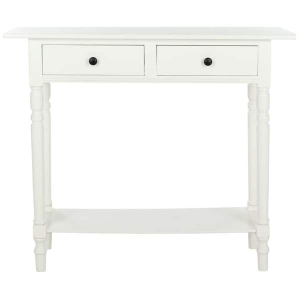 SAFAVIEH Rosemary 38 in. 2-Drawer White/Cream Wood Console Table