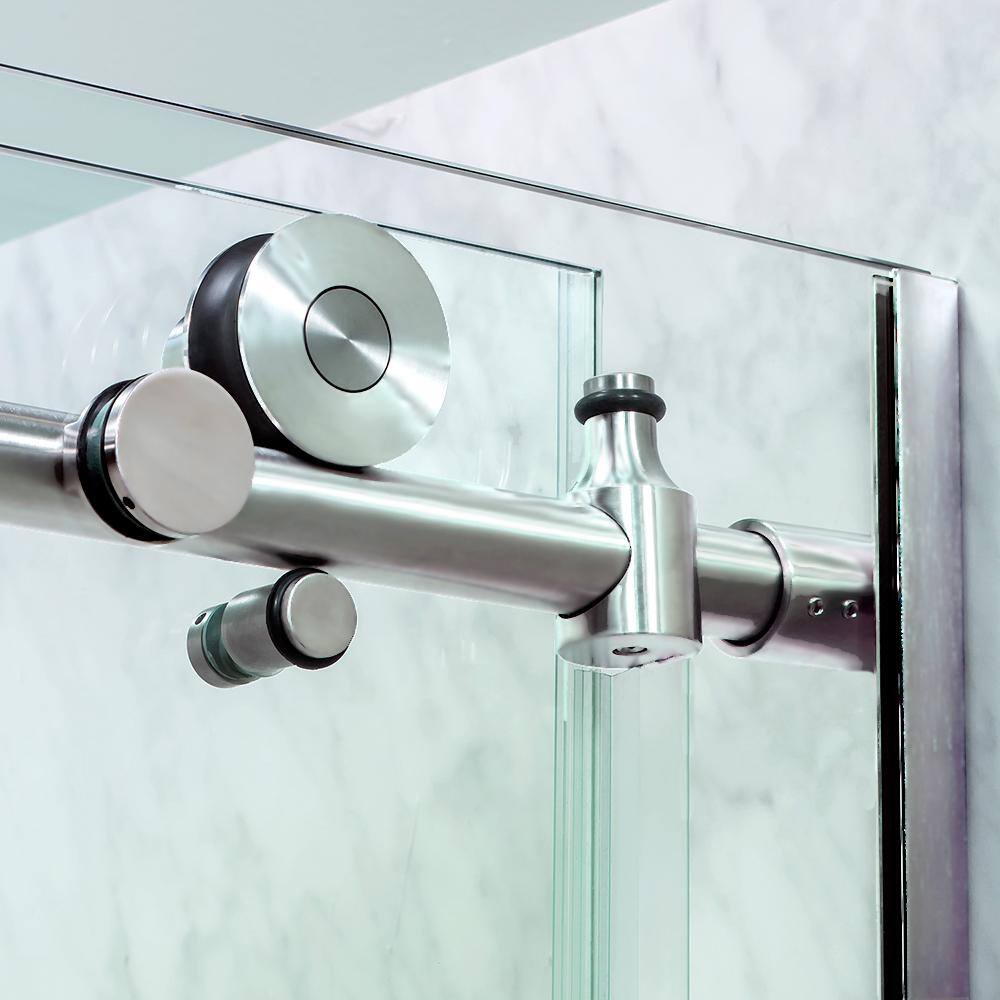 48" x 76" Silver Aluminum Frameless Sliding Shower Door