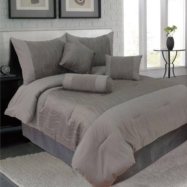 Lavish Home King Emily Jacquard Comforter Set (7-Piece)