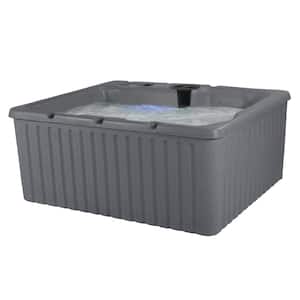 Current 14-Jet Hot Tub, Seats 3-4, 3 Passive Therapy Seats Plus Full Body Massage Lounger, Gray Granite