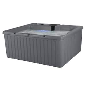 Current 14-Jet 120 V Hot Tub, Seats 3-4, 3 Passive Therapy Seats Plus Full Body Massage Lounger, Gray Granite