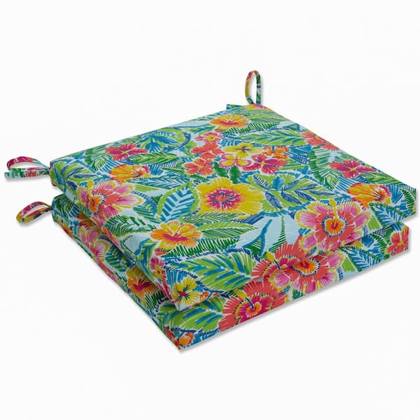 Pillow Perfect Floral 20 x 20 Outdoor Dining Chair Cushion in Multicolored (Set of 2)