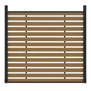 Outdoor Lattice 6 ft. H x 6 ft. W Waterproof Brown Composite Fence Panel Kit with Two Posts