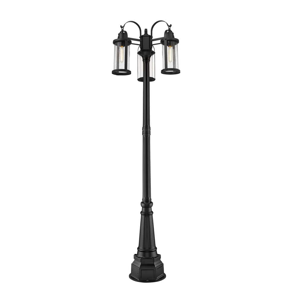 Roundhouse 3-Light Black 102.5 in. Aluminum Hardwired Outdoor Weather ...