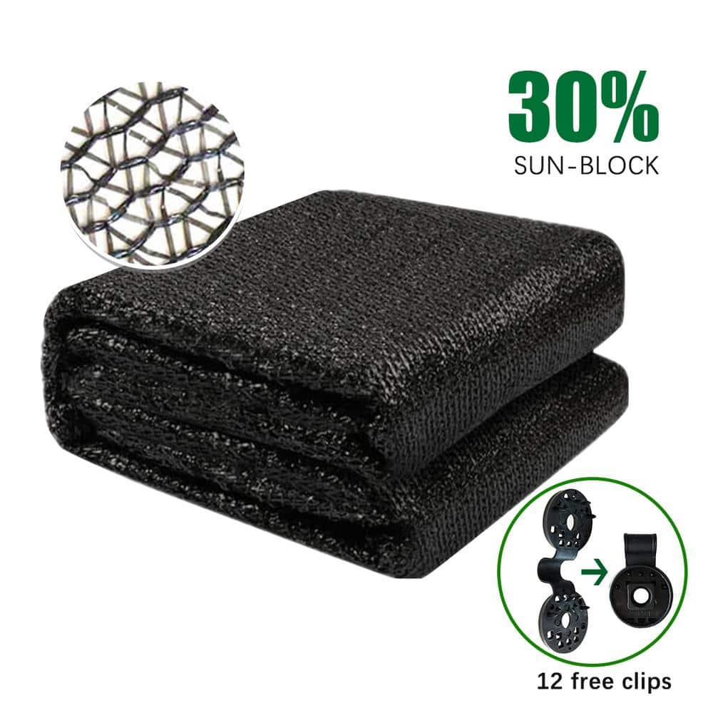 8 ft. x 12 ft. 30% Sun-Block Shade Cloth Net Mesh Shade with Clips for Gard