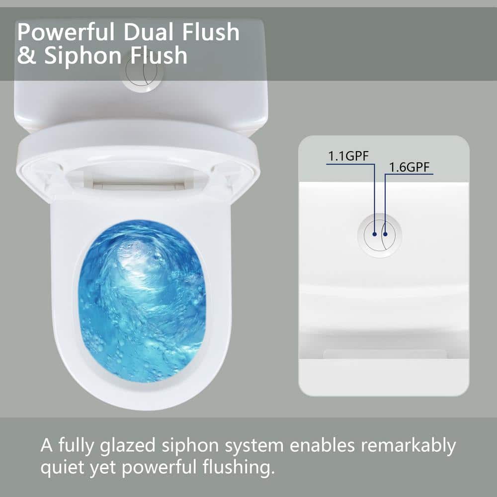 Liberty White Compact One-Piece Dual Flush Toilet