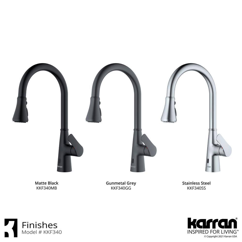 Gunmetal Gray Stainless Steel Touchless Pull-Down Kitchen Faucet