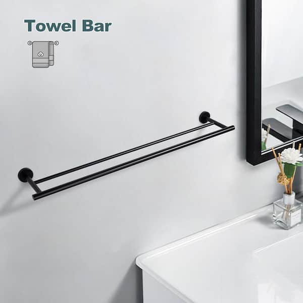 32 in. Wall Mounted Towel Bar Hardware Accessory in Matte Black