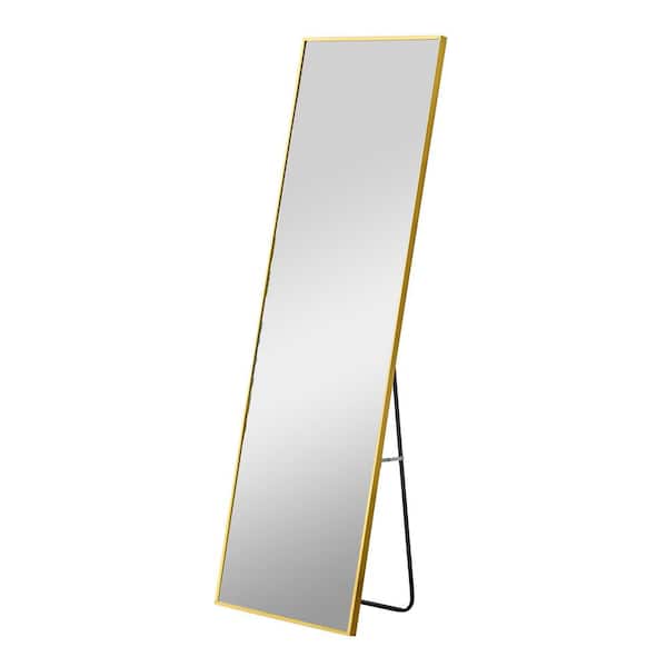 Cesicia 20 in. W x 63 in. H Rectangular Gold Full Length Floor Mirror Wall Mounted