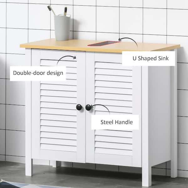  HOMCOM Under Sink Bathroom Cabinet with 2 Doors and