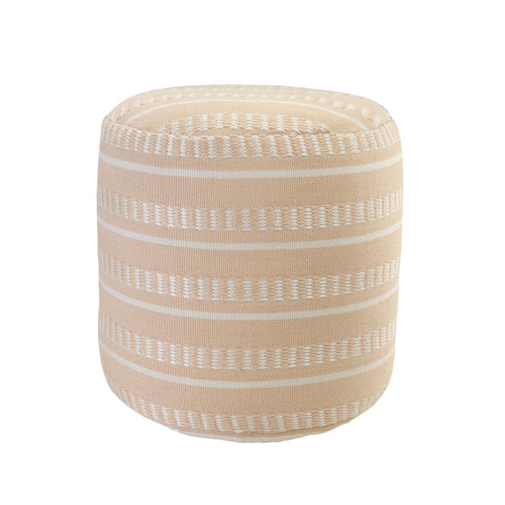 Dash Stripe Peach / White Geometric Indoor Outdoor Pouf