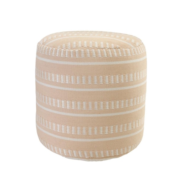 Unbranded Dash Stripe Peach / White Geometric Indoor Outdoor Pouf