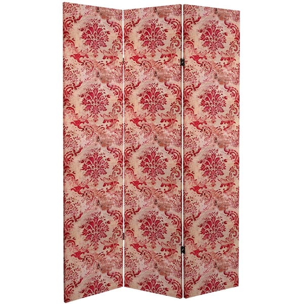 Unbranded Aged Damask 6 ft. Printed 3-Panel Room Divider