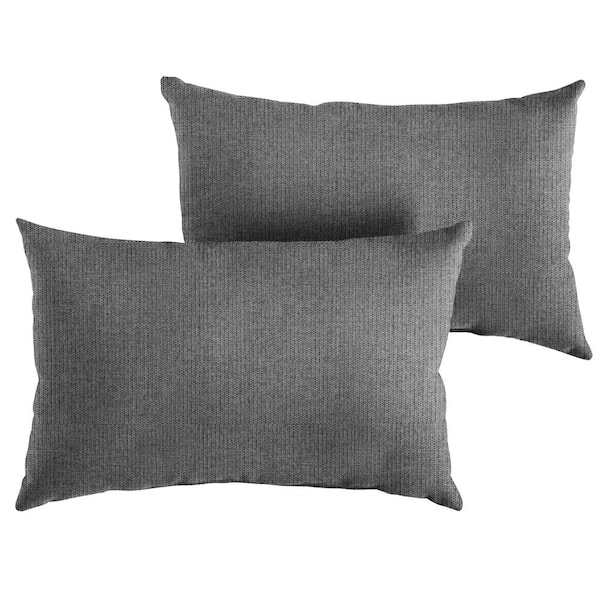 SORRA HOME Sunbrella Revive Charcoal Rectangle Outdoor Lumbar Pillow (2-Pack)