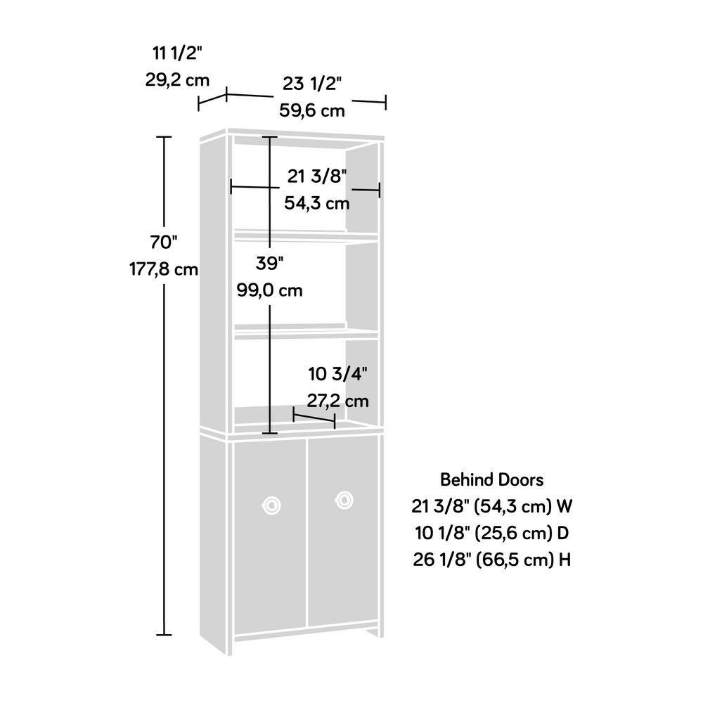 Dove Linen 70" Adjustable Bookcase with Doors