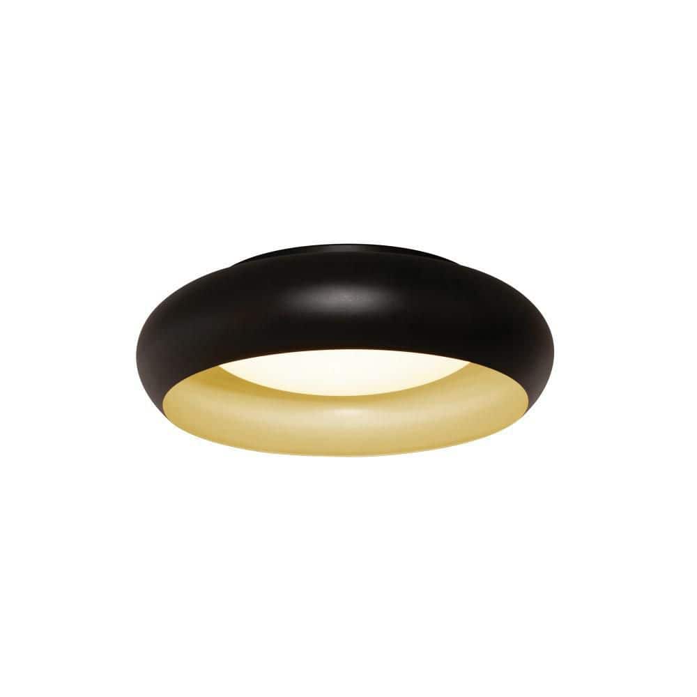 Kayce 12" Black Glass LED Drum Flush Mount Light