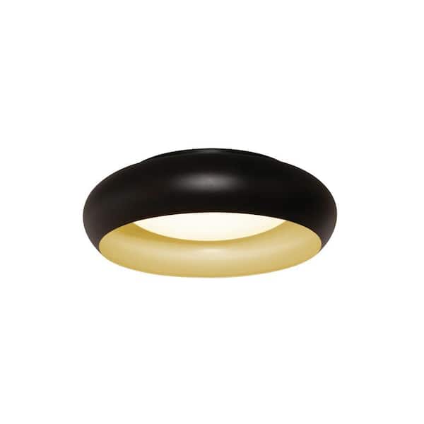 AFX Kayce 4.3 in. 1-Light Black/Gold LED Flush Mount