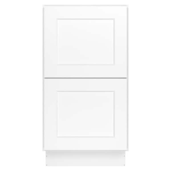 HOMEIBRO 18 in. W x 24 in. D x 34.5 in. H in Shaker White Plywood Ready to Assemble Floor Base Kitchen Cabinet with 2 Drawers