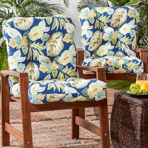 Boutique Floral Indoor/Outdoor Chair Pad, Blue, Chair Pad