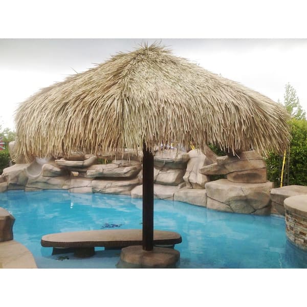 Backyard X-Scapes 12 ft. D Mexican Palm Thatch Umbrella