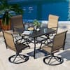 Nuu Garden 5-Piece Steel Sling Outdoor Patio Dining Set with Square ...