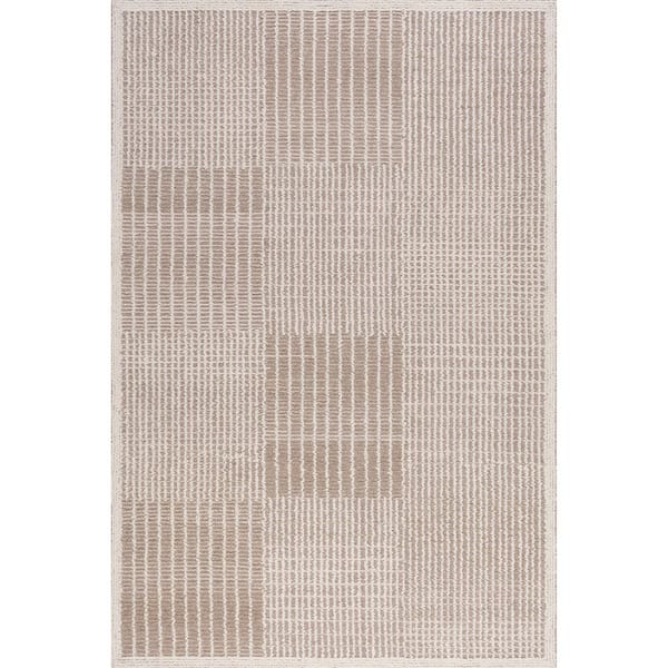 Frenshe Interiors Montceito Tiled Wool Light Purple 9 ft. x 12 ft. Indoor/Outdoor Patio Area Rug