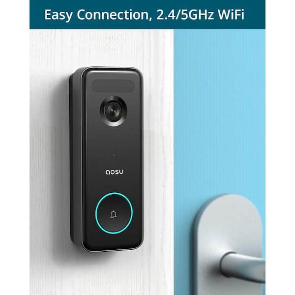 aosu Battery Wireless Video Doorbell-5MP 166° View Angle With 8GB