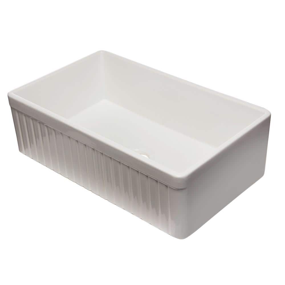 33'' White Fireclay Single Bowl Farmhouse Sink