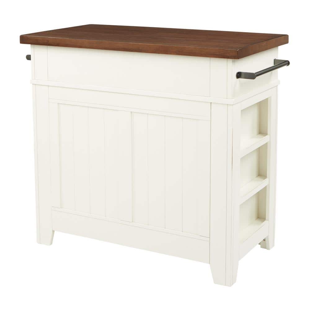 Urban Farmhouse 50'' White Kitchen Island with Vintage Oak Accents