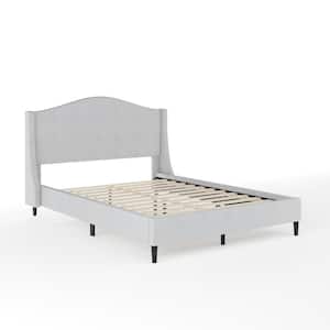Amelia Gray Wood Frame Full Platform Bed with Upholstered Solid Wood