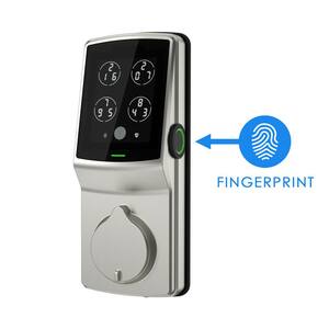 Secure Plus Satin Nickel Single-Cylinder Alarmed Deadbolt Lock with Smart Keypad, Bluetooth and 3D Fingerprint