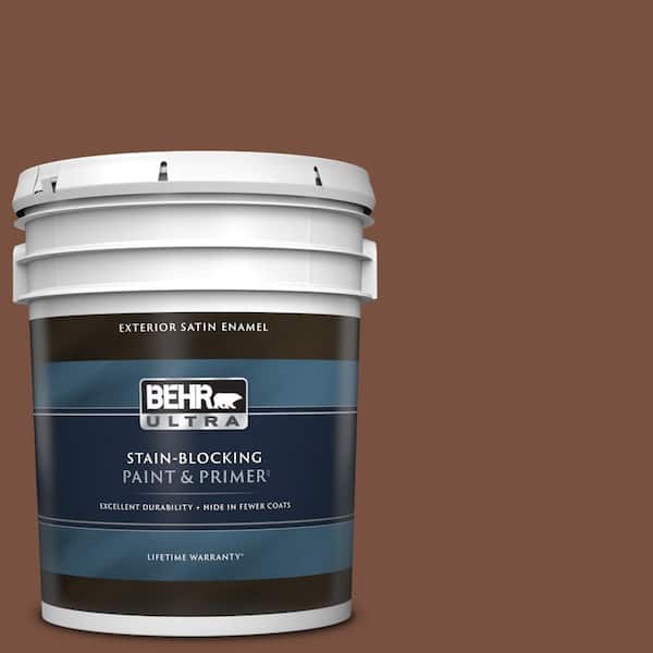 BEHR ULTRA 5 gal. #S200-7 Earth Fired Red Satin Enamel Exterior Paint & Primer