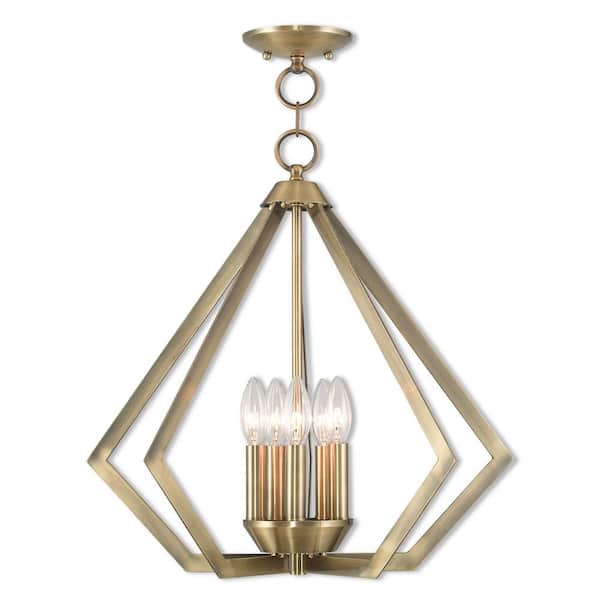 AVIANCE LIGHTING Dorrance 5-Light Antique Brass Diamond Chandelier